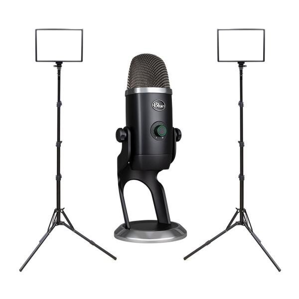 [큐브모아] PC마이크+조명 세트 8-1/블루 예티 X 엑스+투스탠드 큐브라이트45 LED 조명 2개 패키지 > 영상가전